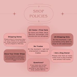 pixel’s picks • shop policies